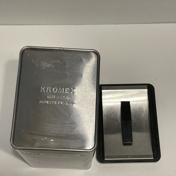 VTG Kromex lidded flour canister mid century modern usa rectangle Chrome Metal - Picture 8 of 12